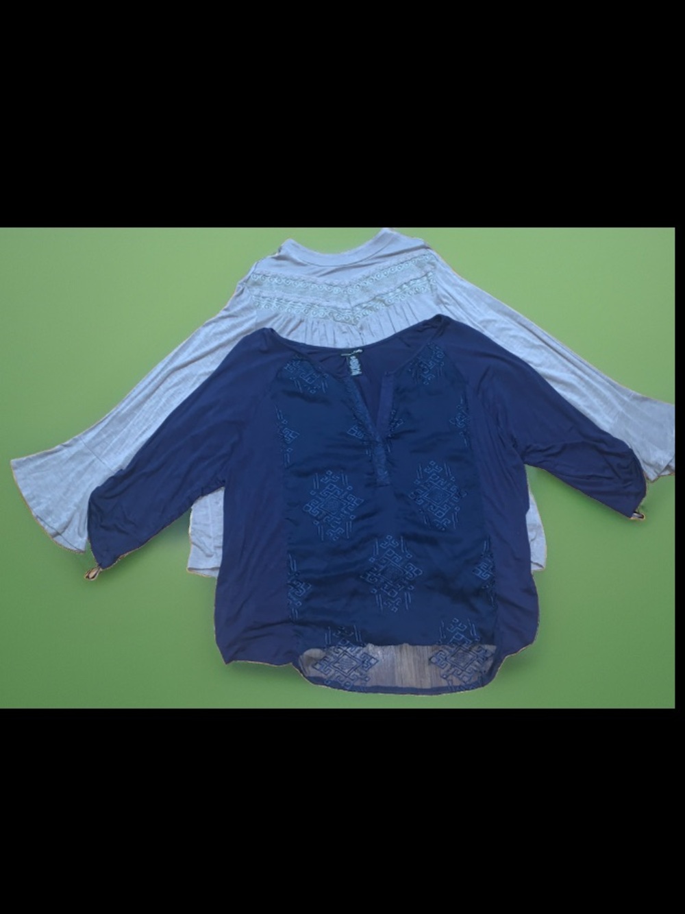 RXB Women's Long Sleeve 2XL XXL Blouses Navy & Gray  Lot of 2